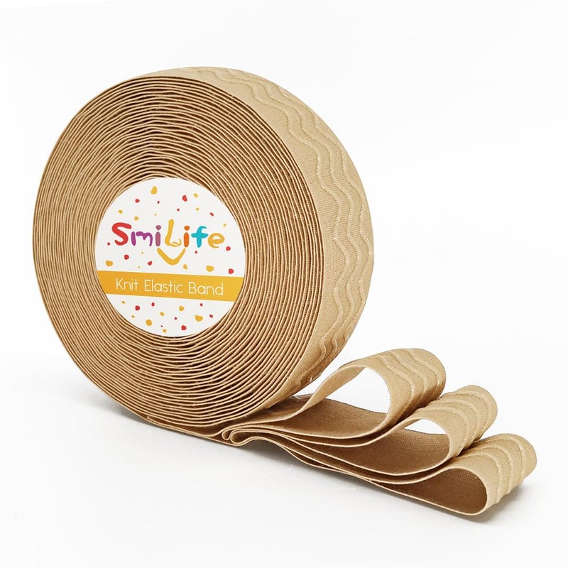 SmiLife Silicone Gripper Elastic Band for Sewing  Beige  1.05 Inches x 12 Yards - Image 1